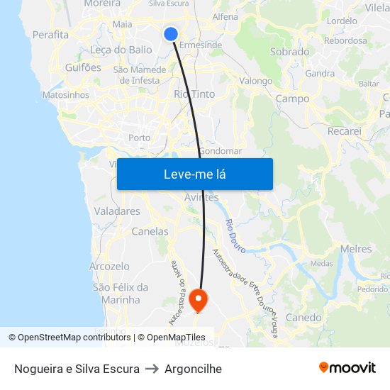 Nogueira e Silva Escura to Argoncilhe map