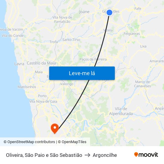 Oliveira, São Paio e São Sebastião to Argoncilhe map