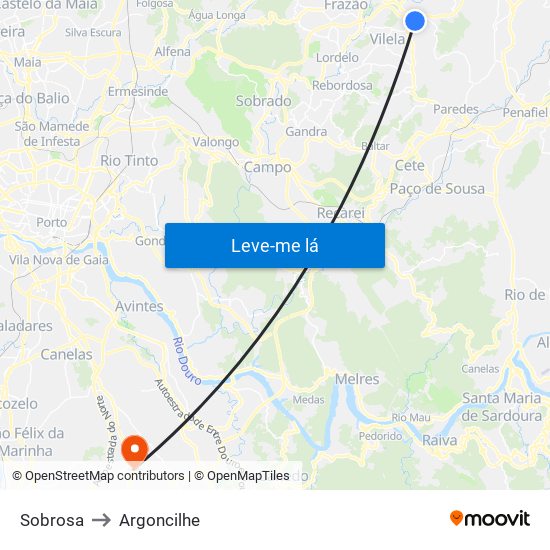 Sobrosa to Argoncilhe map