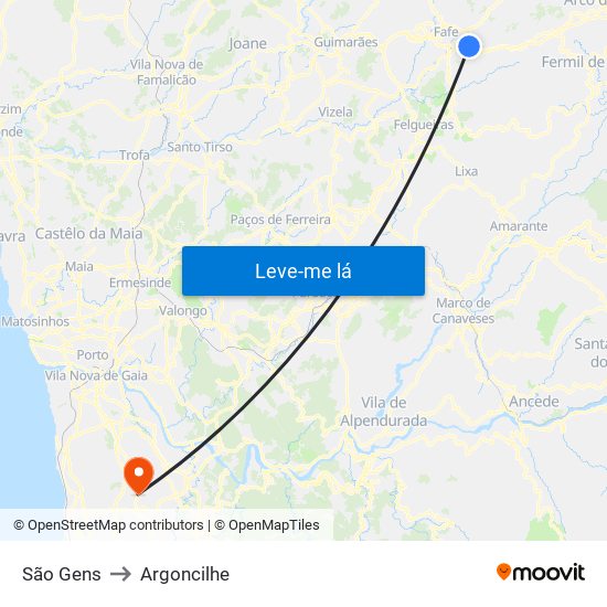 São Gens to Argoncilhe map