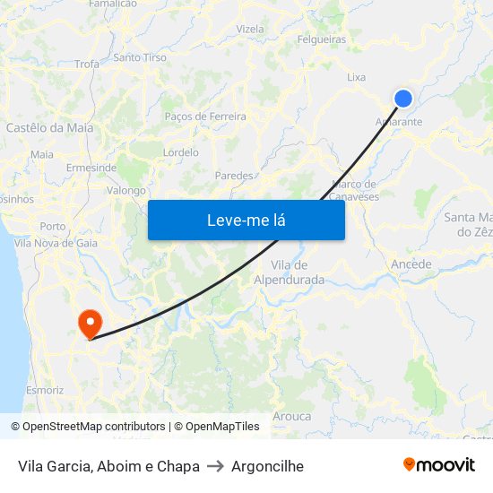 Vila Garcia, Aboim e Chapa to Argoncilhe map