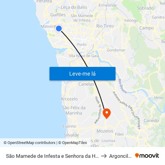 São Mamede de Infesta e Senhora da Hora to Argoncilhe map