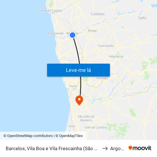 Barcelos, Vila Boa e Vila Frescainha (São Martinho e São Pedro) to Argoncilhe map