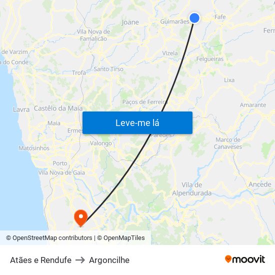 Atães e Rendufe to Argoncilhe map