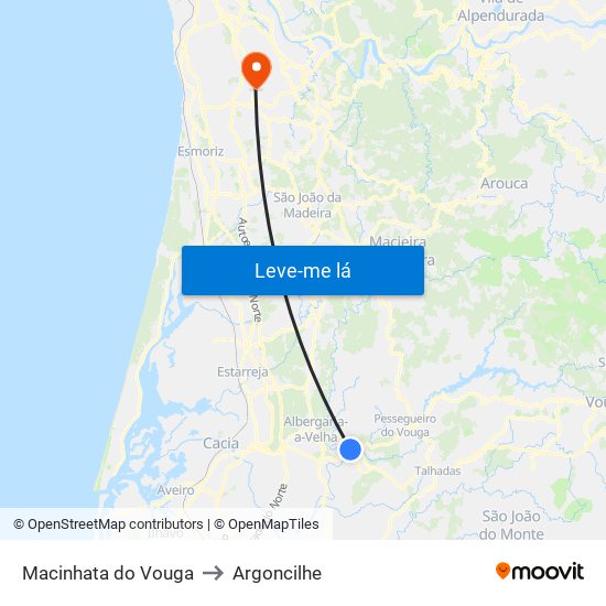 Macinhata do Vouga to Argoncilhe map