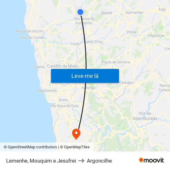 Lemenhe, Mouquim e Jesufrei to Argoncilhe map