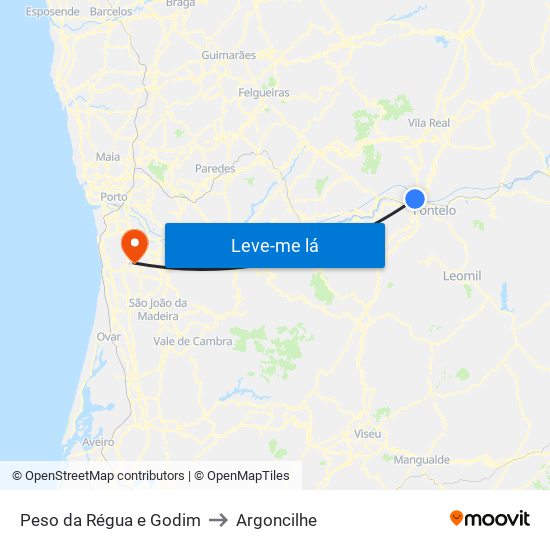 Peso da Régua e Godim to Argoncilhe map