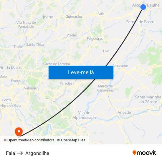 Faia to Argoncilhe map