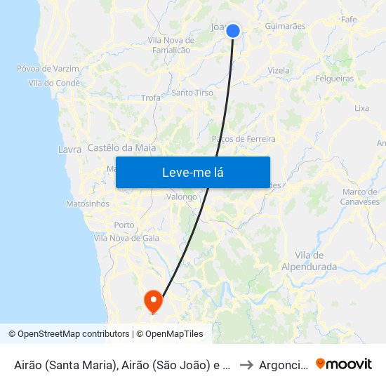 Airão (Santa Maria), Airão (São João) e Vermil to Argoncilhe map