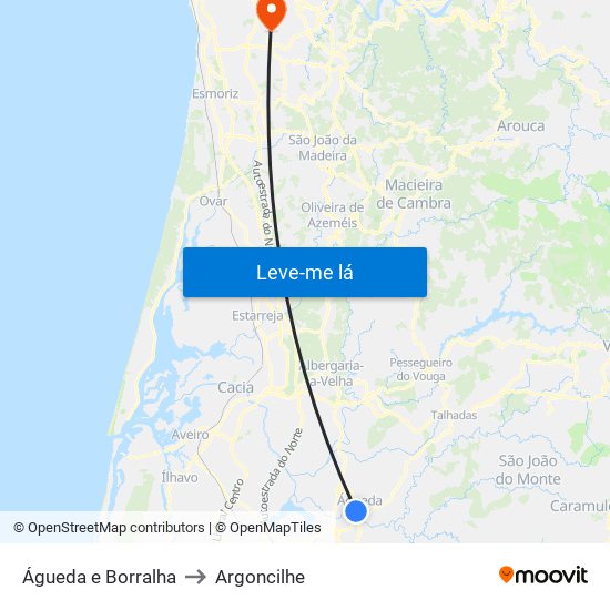 Águeda e Borralha to Argoncilhe map