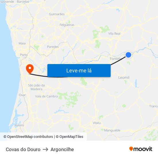 Covas do Douro to Argoncilhe map