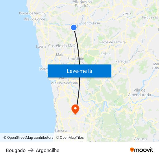 Bougado to Argoncilhe map
