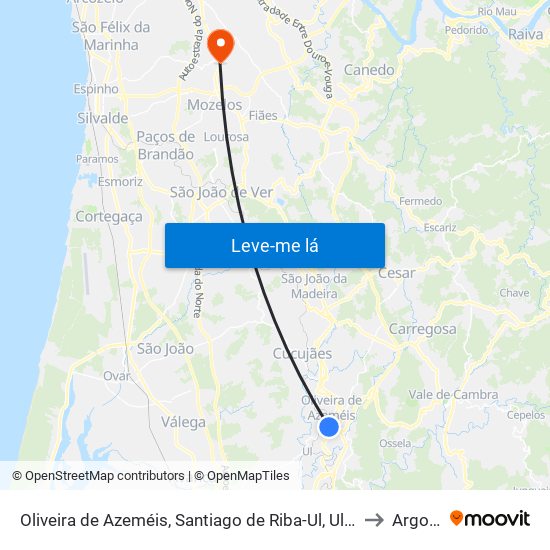 Oliveira de Azeméis, Santiago de Riba-Ul, Ul, Macinhata da Seixa e Madail to Argoncilhe map