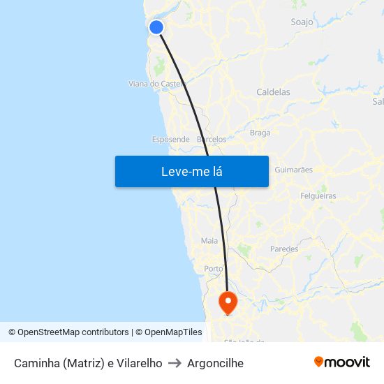 Caminha (Matriz) e Vilarelho to Argoncilhe map