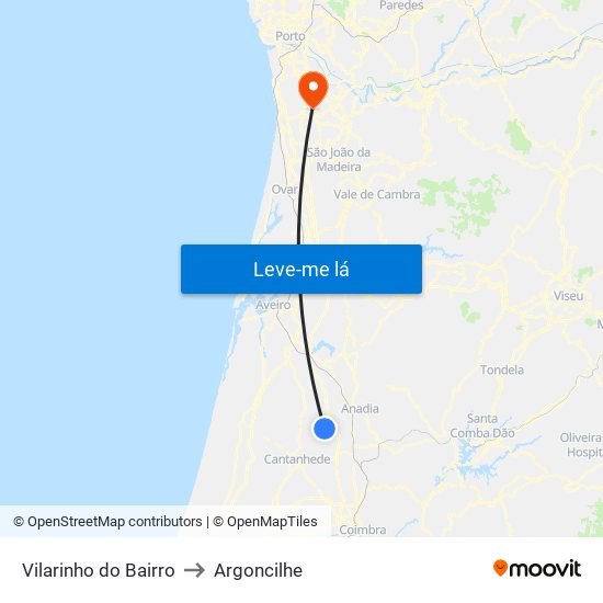 Vilarinho do Bairro to Argoncilhe map