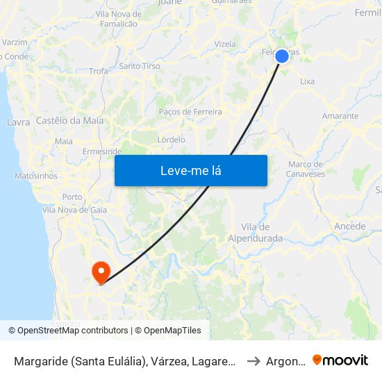 Margaride (Santa Eulália), Várzea, Lagares, Varziela e Moure to Argoncilhe map