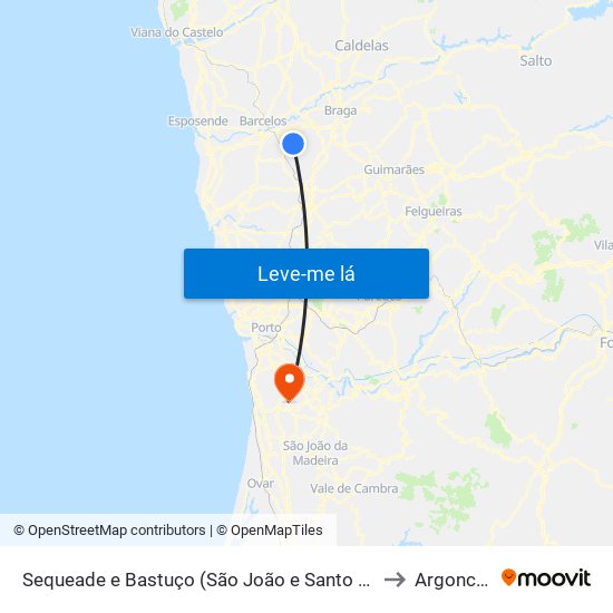 Sequeade e Bastuço (São João e Santo Estêvão) to Argoncilhe map