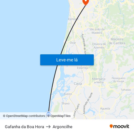 Gafanha da Boa Hora to Argoncilhe map