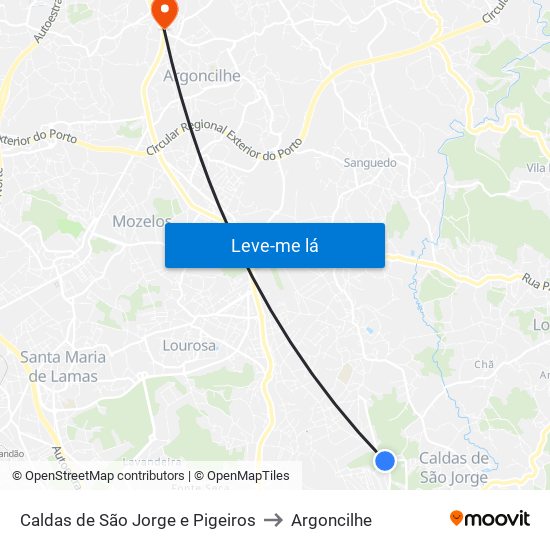 Caldas de São Jorge e Pigeiros to Argoncilhe map