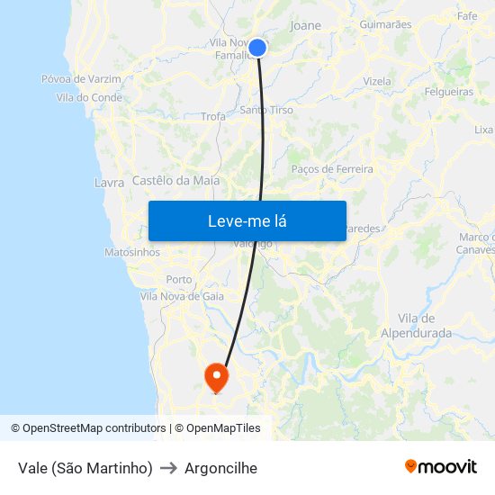 Vale (São Martinho) to Argoncilhe map