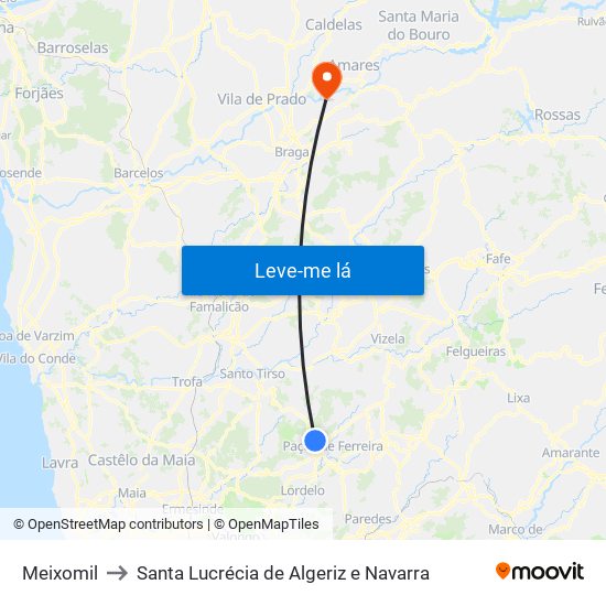 Meixomil to Santa Lucrécia de Algeriz e Navarra map