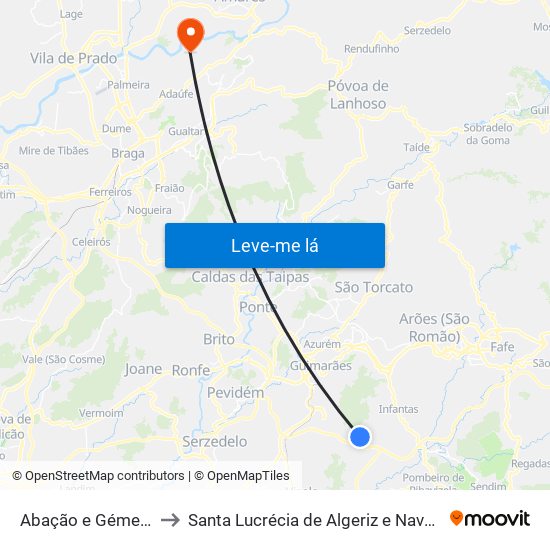Abação e Gémeos to Santa Lucrécia de Algeriz e Navarra map