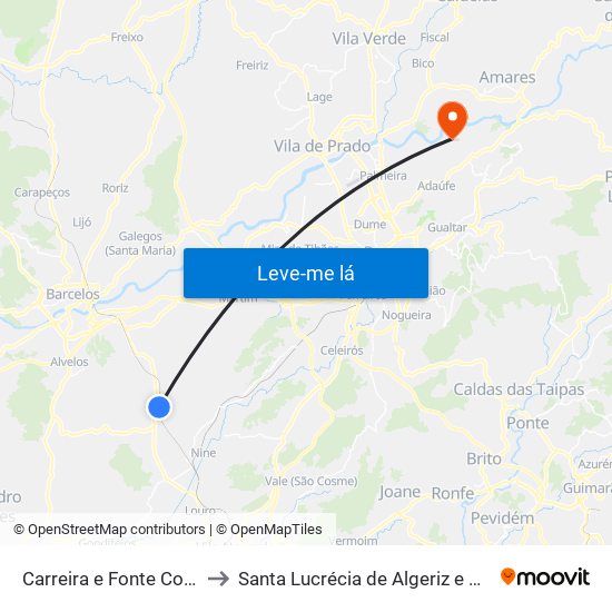Carreira e Fonte Coberta to Santa Lucrécia de Algeriz e Navarra map