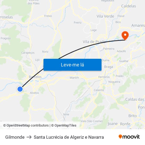 Gilmonde to Santa Lucrécia de Algeriz e Navarra map