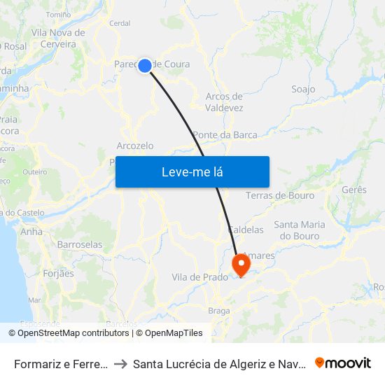 Formariz e Ferreira to Santa Lucrécia de Algeriz e Navarra map