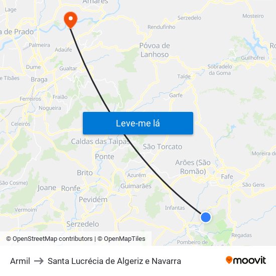 Armil to Santa Lucrécia de Algeriz e Navarra map