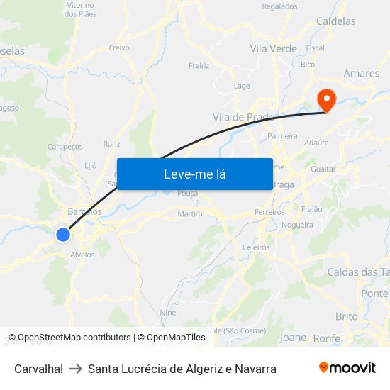 Carvalhal to Santa Lucrécia de Algeriz e Navarra map