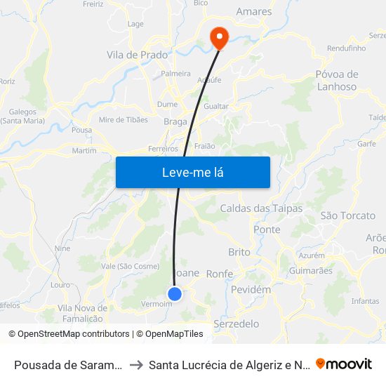 Pousada de Saramagos to Santa Lucrécia de Algeriz e Navarra map
