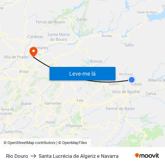 Rio Douro to Santa Lucrécia de Algeriz e Navarra map