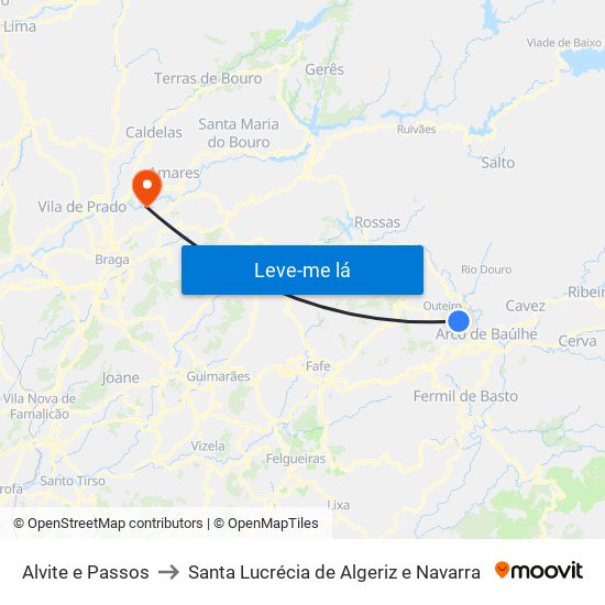 Alvite e Passos to Santa Lucrécia de Algeriz e Navarra map
