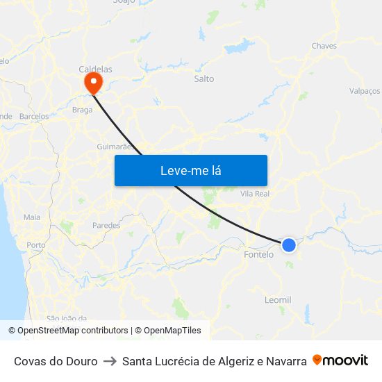 Covas do Douro to Santa Lucrécia de Algeriz e Navarra map