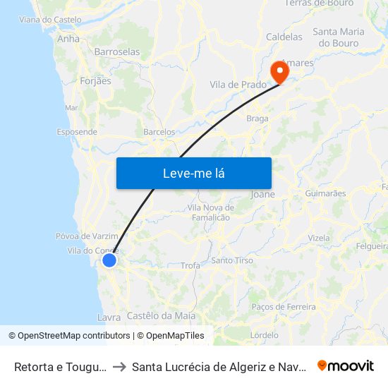 Retorta e Tougues to Santa Lucrécia de Algeriz e Navarra map