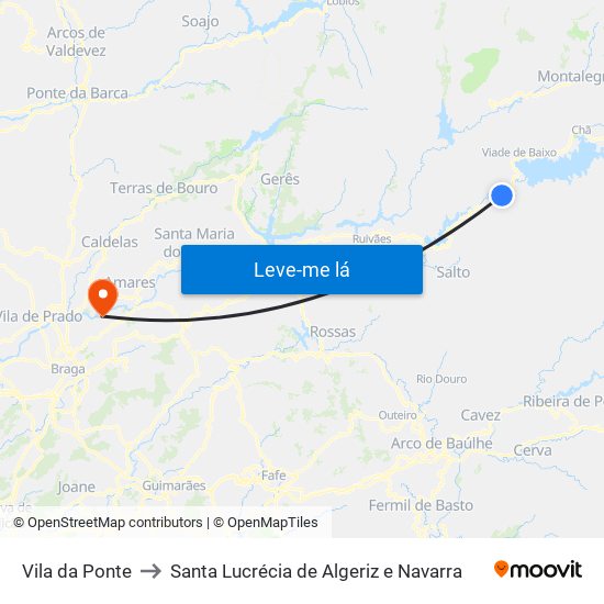 Vila da Ponte to Santa Lucrécia de Algeriz e Navarra map