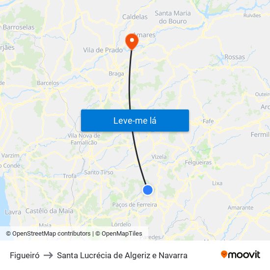 Figueiró to Santa Lucrécia de Algeriz e Navarra map