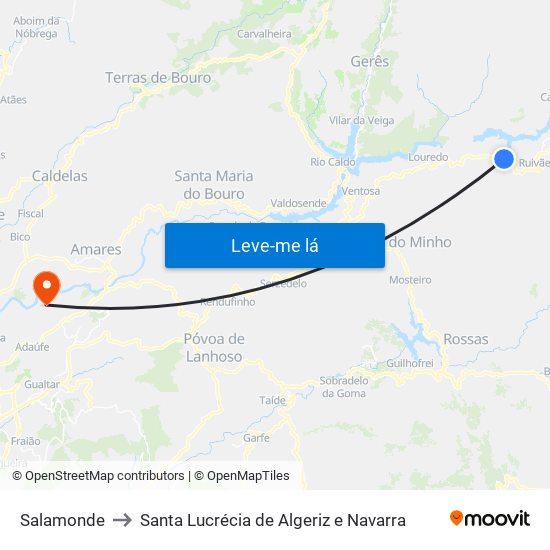 Salamonde to Santa Lucrécia de Algeriz e Navarra map