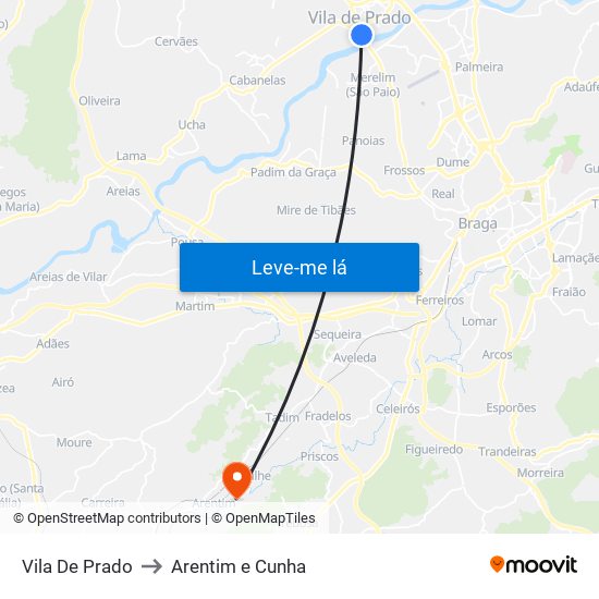 Vila De Prado to Arentim e Cunha map