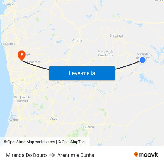 Miranda Do Douro to Arentim e Cunha map