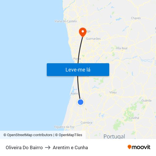 Oliveira Do Bairro to Arentim e Cunha map