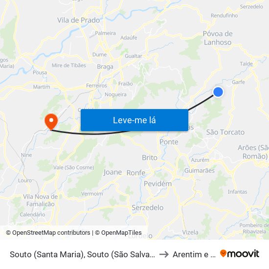Souto (Santa Maria), Souto (São Salvador) e Gondomar to Arentim e Cunha map