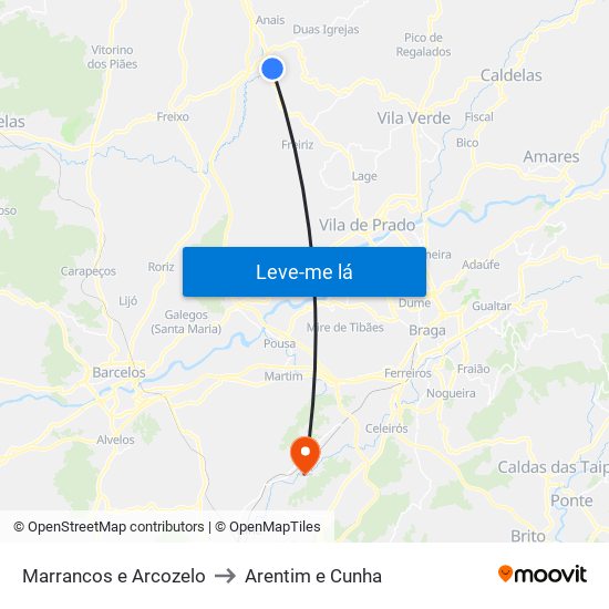 Marrancos e Arcozelo to Arentim e Cunha map