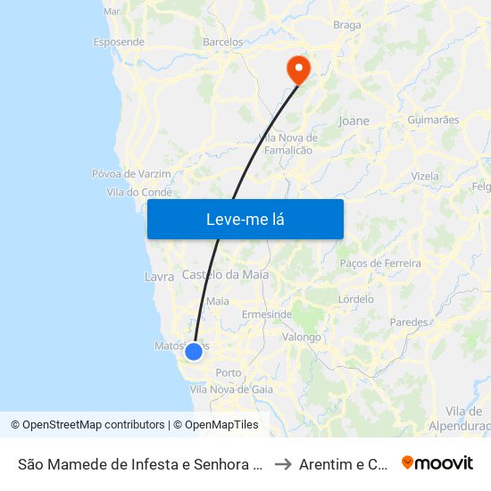 São Mamede de Infesta e Senhora da Hora to Arentim e Cunha map