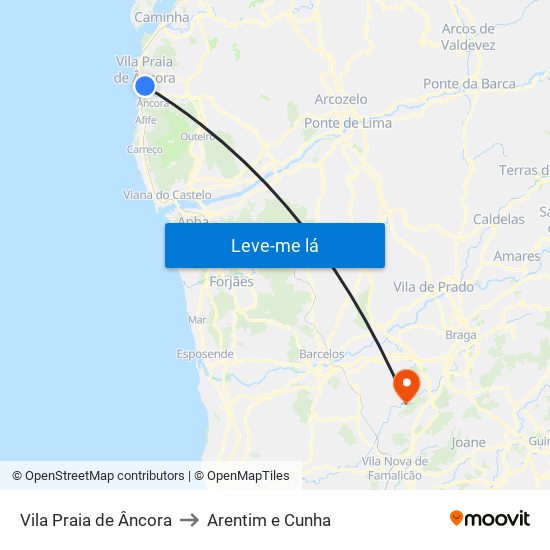 Vila Praia de Âncora to Arentim e Cunha map