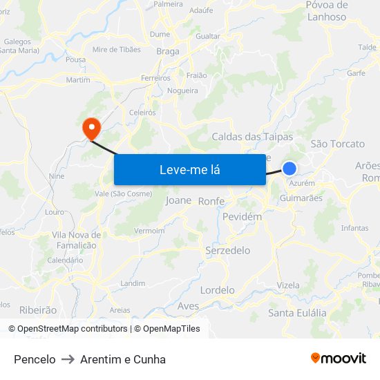 Pencelo to Arentim e Cunha map