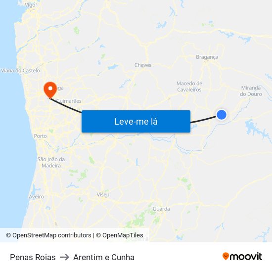 Penas Roias to Arentim e Cunha map