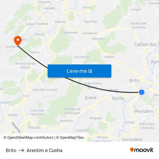 Brito to Arentim e Cunha map
