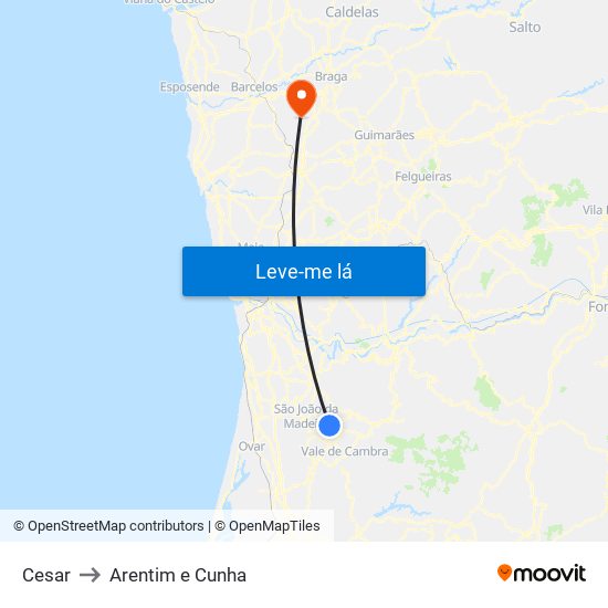 Cesar to Arentim e Cunha map